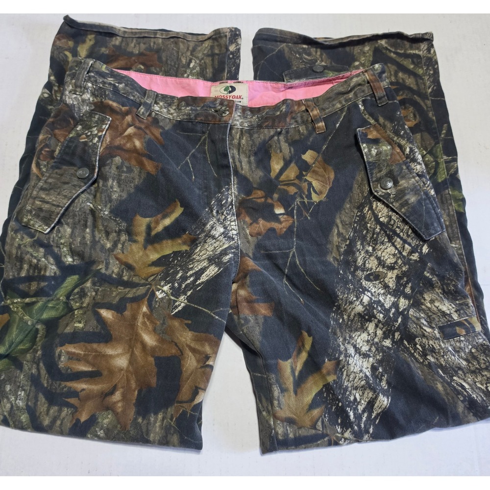 Mossy Oak Breakup Camo Pants Ladies XL 12/14 Pink Accents Twill Cargo Utility